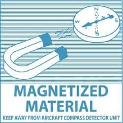 NMC - Magnetized Material - Keep Away From Aircraft Compass Detector Unit DOT Shipping Label - 4" High x 4" Wide - Exact Tool & Supply