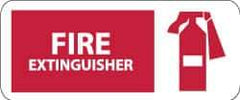 NMC - Fire Extinguisher, Pressure Sensitive Vinyl Fire Sign - 17" Wide x 7" High, Glow-in-the-Dark - Exact Tool & Supply
