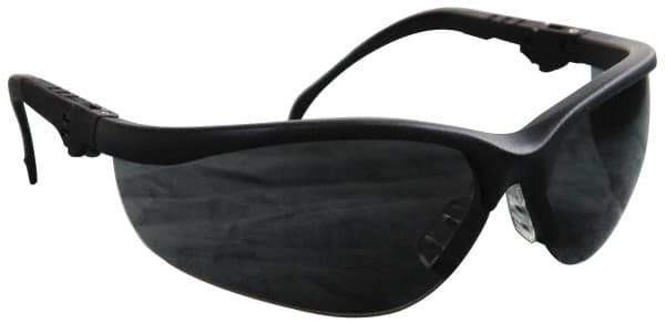 MCR Safety - +1, Gray Lenses, Scratch Resistant, Framed Magnifying Safety Glasses - UV Protection, Adjustable Temples, Black Plastic Frame, ANSI Z87.1+ - Exact Tool & Supply