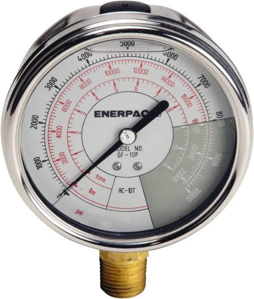 Enerpac - Hydraulic Pressure Gages & Adapters Type: Liquid-Filled Gauge Pressure Rating: 0 - 10000 - Exact Tool & Supply