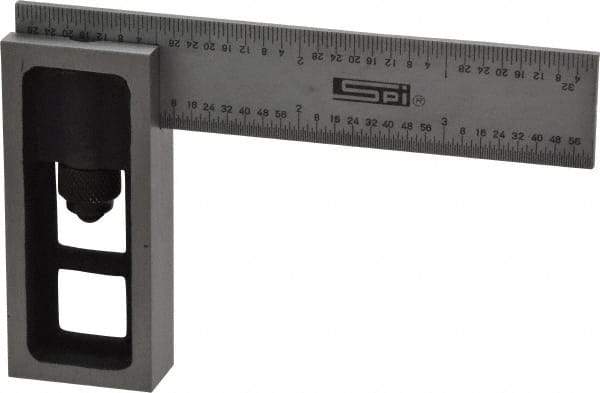 SPI - 4 Inch Long, 4R Double Square - 1/64, 1/32, 1/16 and 1/8 Inch Graduation, Hardened Steel - Exact Tool & Supply