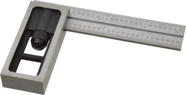 SPI - 4 Inch Long, 16R Double Square - 1/100, 1/64, 1/50 and 1/32 Inch Graduation, Hardened Steel - Exact Tool & Supply