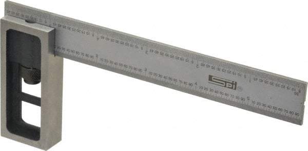 SPI - 6 Inch Long, 16R Double Square - 1/100, 1/64, 1/50 and 1/32 Inch Graduation, Hardened Steel - Exact Tool & Supply