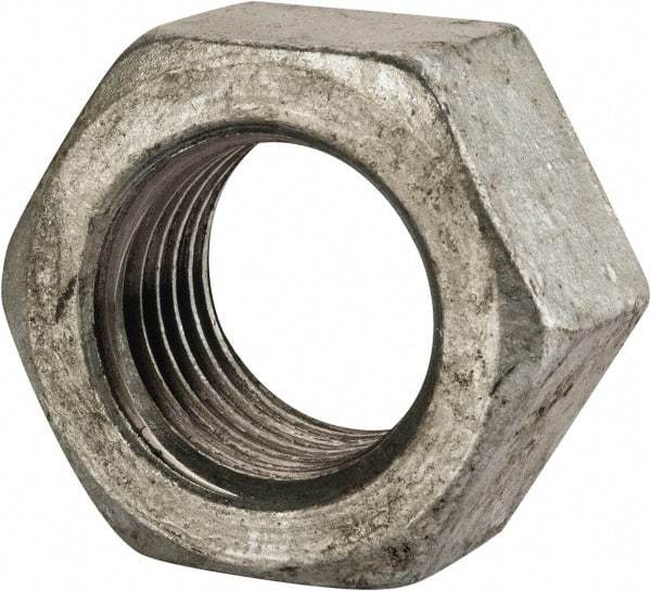 Value Collection - 1-1/4 - 7 UNC Steel Right Hand Hex Nut - 1-7/8" Across Flats, 1-1/16" High, Hot Dipped Galvanized Finish - Exact Tool & Supply