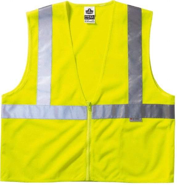 Ergodyne - Size 4X/5XL High Visibility Lime Mesh General Purpose Vest - 58 to 64" Chest, ANSI/ISEA 107, Zipper Closure, 3 Pockets, Polyester - Exact Tool & Supply