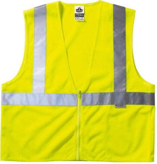Ergodyne - Size L/XL High Visibility Lime Mesh General Purpose Vest - 44 to 52" Chest, ANSI/ISEA 107, Zipper Closure, 3 Pockets, Polyester - Exact Tool & Supply
