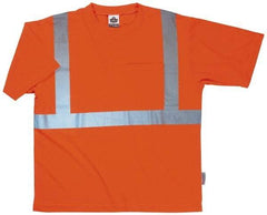 Ergodyne - Size 3XL, Orange, High Visibility, Short Sleeve T-Pocket, - 50 to 54" Chest, 1 Pocket, Polyester - Exact Tool & Supply