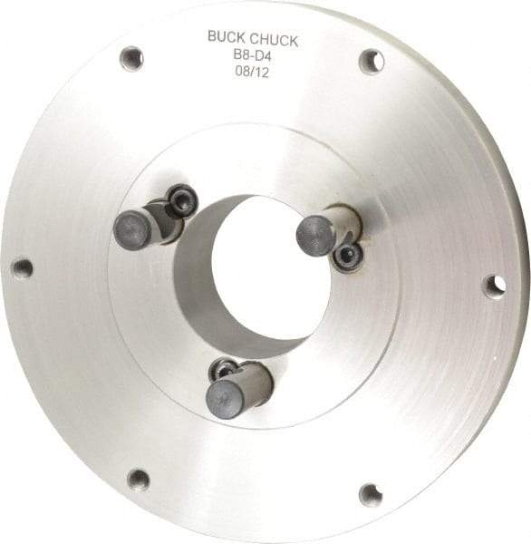Buck Chuck Company - Adapter Back Plate for 8" Diam Self Centering Lathe Chucks - D1-4 Mount, 2.03" Through Hole Diam, 4.73mm ID, 8.13" OD, 1.068" Flange Height, Steel - Exact Tool & Supply