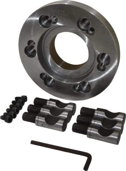 Buck Chuck Company - Adapter Back Plate for 10" Diam Self Centering Lathe Chucks - D1-6 Mount, 2.94" Through Hole Diam, 6.349" OD, 1-3/4" Flange Height, Steel - Exact Tool & Supply