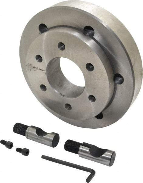 Buck Chuck Company - Adapter Back Plate for 10" Diam Self Centering Lathe Chucks - D1-8 Mount, 3.03" Through Hole Diam, 6.344mm ID, 8.03" OD, 1.566" Flange Height, Steel - Exact Tool & Supply