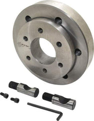 Buck Chuck Company - Adapter Back Plate for 10" Diam Self Centering Lathe Chucks - D1-8 Mount, 3.03" Through Hole Diam, 6.344mm ID, 8.03" OD, 1.566" Flange Height, Steel - Exact Tool & Supply