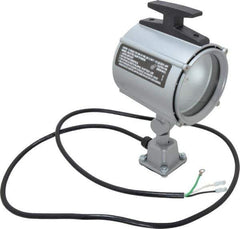 Electrix - 4 NEMA Rated, 12 VDC, 55 Watt, Spot Machine Light - Direct Mount, 5 Ft. Cord, 4-1/2 Inch Light Diameter, Gray - Exact Tool & Supply