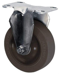 Albion - 4" Diam x 1-1/4" Wide x 5-1/8" OAH Top Plate Mount Rigid Caster - Polyurethane, 350 Lb Capacity, Plain Bearing, 2-1/2 x 3-5/8" Plate - Exact Tool & Supply