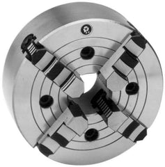 Interstate - 4 Jaws, 16" Diam, Independent Manual Lathe Chuck - D1-8 Mount Spindle, Reversible, 4.921" Through Hole Diam, Cast Iron - Exact Tool & Supply