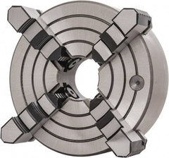 Interstate - 4 Jaws, 8" Diam, Independent Manual Lathe Chuck - D1-5 Mount Spindle, Reversible, 2.165" Through Hole Diam, Cast Iron - Exact Tool & Supply
