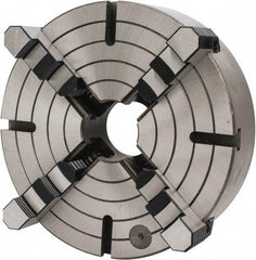 Interstate - 4 Jaws, 12" Diam, Independent Manual Lathe Chuck - D1-6 Mount Spindle, Reversible, 3.74" Through Hole Diam, Cast Iron - Exact Tool & Supply