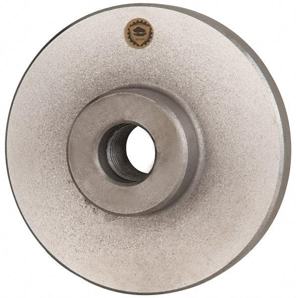 Bison - Adapter Back Plate for 4" Diam Self Centering Lathe Chucks - 1-10 Mount, 1" Through Hole Diam, 2.165mm ID, 4.095" OD, 0.709" Flange Height, Cast Iron - Exact Tool & Supply