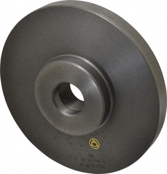 Bison - Adapter Back Plate for 8" Diam Self Centering Lathe Chucks - 1-1/2 - 8 Mount, 1-1/2" Through Hole Diam, 3.583mm ID, 8.11" OD, 0.866" Flange Height, Cast Iron - Exact Tool & Supply