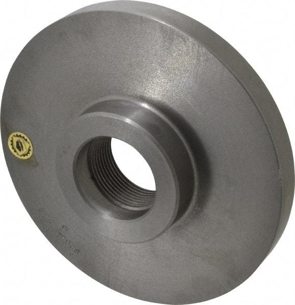 Bison - Adapter Back Plate for 8" Diam Self Centering Lathe Chucks - 2-1/4 - 8 Mount, 2-1/4" Through Hole Diam, 3.583mm ID, 8.11" OD, 0.866" Flange Height, Cast Iron - Exact Tool & Supply