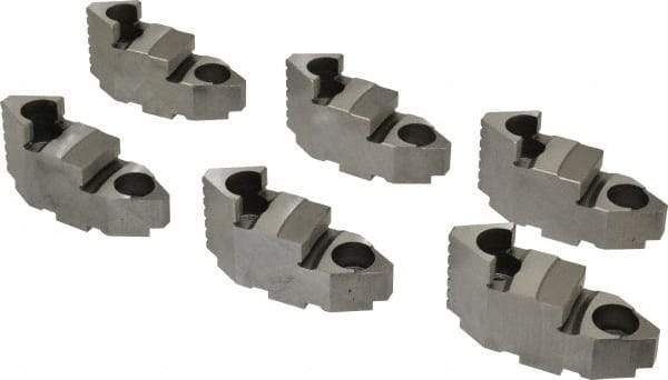 Bison - 10" Max Chuck Diam Compatibility, Steel Tongue & Groove Hard Lathe Top Jaws - 1.28" Wide x 3.74" Long x 2.023" High - Exact Tool & Supply