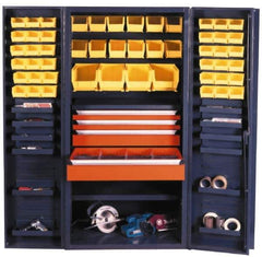 Durham - 13 Shelf 58 Bin Storage Cabinet - Steel, 36" Wide x 24" Deep x 72" High, Gray - Exact Tool & Supply