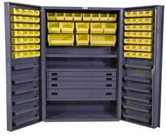 Durham - 13 Shelf 72 Bin Storage Cabinet - Steel, 48" Wide x 24" Deep x 72" High, Gray - Exact Tool & Supply