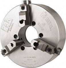 Pratt Burnerd America - 3 Jaws, 12" Diam, Self Centering Manual Lathe Chuck - Plain Back Mount Spindle, Adjustable, Reversible, 2,300 Max RPM, 4.06" Through Hole Diam, Forged Steel - Exact Tool & Supply