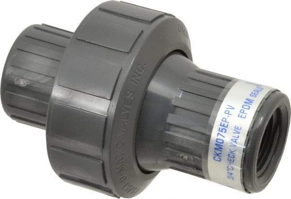 Plast-O-Matic - 3/4" PVC Check Valve - Inline, FNPT x FNPT, 150 WOG - Exact Tool & Supply
