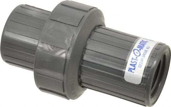 Plast-O-Matic - 1" PVC Check Valve - Inline, FNPT x FNPT, 150 WOG - Exact Tool & Supply