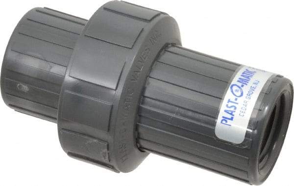 Plast-O-Matic - 1" PVC Check Valve - Inline, FNPT x FNPT, 150 WOG - Exact Tool & Supply
