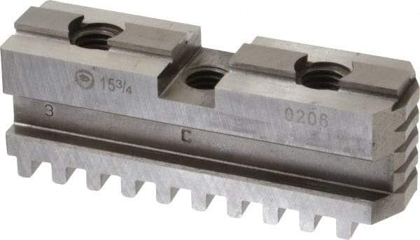 Bison - 15-3/4 to 16" Chuck Diam Compatibility, Steel Tongue & Groove Hard Lathe Master Jaws - 3/4" Groove Width, 1.4173" Wide x 5.1181" Long - Exact Tool & Supply