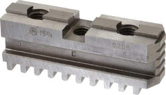 Bison - 15-3/4 to 16" Chuck Diam Compatibility, Steel Tongue & Groove Hard Lathe Master Jaws - 3/4" Groove Width, 1.4173" Wide x 5.1181" Long - Exact Tool & Supply