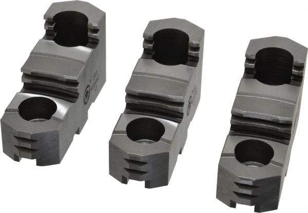 Bison - 8" Max Chuck Diam Compatibility, Steel Tongue & Groove Hard Lathe Top Jaws - 1-1/16" Wide x 3.174" Long x 1.713" High - Exact Tool & Supply