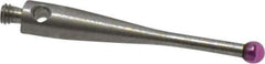 Fowler - 2 mm Ball Diameter, Stainless Steel Stem, M2 Thread, Ruby Point Ball Tip CMM Stylus - 20 mm Overall Length - Exact Tool & Supply