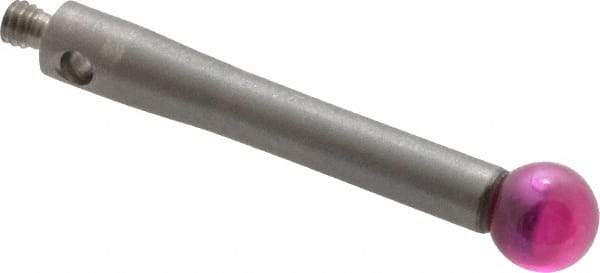 Fowler - 4 mm Ball Diameter, Stainless Steel Stem, M2 Thread, Ruby Point Ball Tip CMM Stylus - 20 mm Overall Length - Exact Tool & Supply