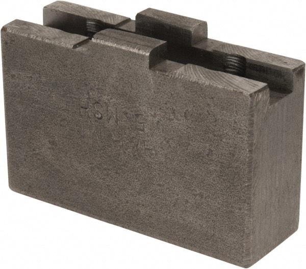 H & R Manufacturing - 5 to 6" Chuck Capacity, Tongue & Groove Attachment, Square Soft Lathe Chuck Jaw - Steel, 1-1/4" Btw Mount Hole Ctrs, 2-3/16" Long x 3/4" Wide x 1-3/8" High, 5/16" Groove - Exact Tool & Supply