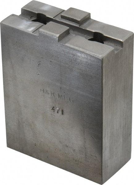 H & R Manufacturing - 5 to 6" Chuck Capacity, Tongue & Groove Attachment, Square Soft Lathe Chuck Jaw - Steel, 1-1/2" Btw Mount Hole Ctrs, 2-5/8" Long x 1-1/4" Wide x 3-3/8" High, 5/16" Groove - Exact Tool & Supply