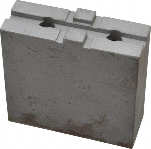 H & R Manufacturing - 8" Chuck Capacity, Tongue & Groove Attachment, Square Soft Lathe Chuck Jaw - Steel, 1-3/4" Btw Mount Hole Ctrs, 3-1/2" Long x 1-1/4" Wide x 3-3/8" High, 5/16" Groove - Exact Tool & Supply