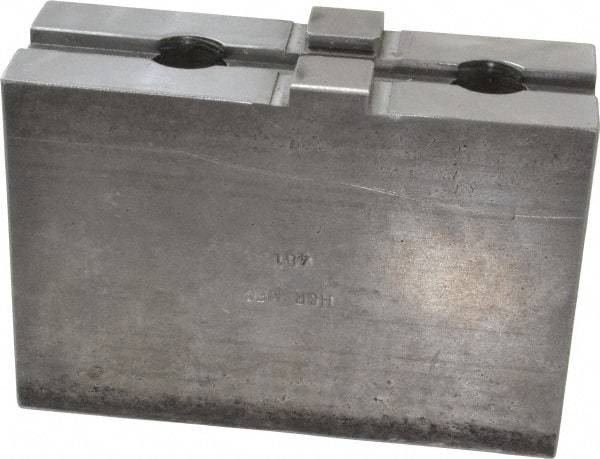 H & R Manufacturing - 18 to 21" Chuck Capacity, Tongue & Groove Attachment, Square Soft Lathe Chuck Jaw - Steel, 3" Btw Mount Hole Ctrs, 5-5/8" Long x 2" Wide x 3-13/16" High, 1/2" Groove - Exact Tool & Supply