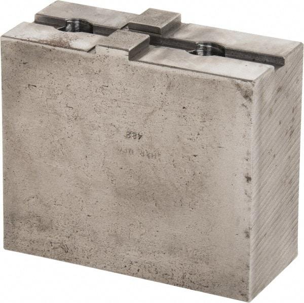 H & R Manufacturing - 24 to 36" Chuck Capacity, Tongue & Groove Attachment, Square Soft Lathe Chuck Jaw - Steel, 3" Btw Mount Hole Ctrs, 5-5/8" Long x 2-1/2" Wide x 4-13/16" High, 1/2" Groove - Exact Tool & Supply