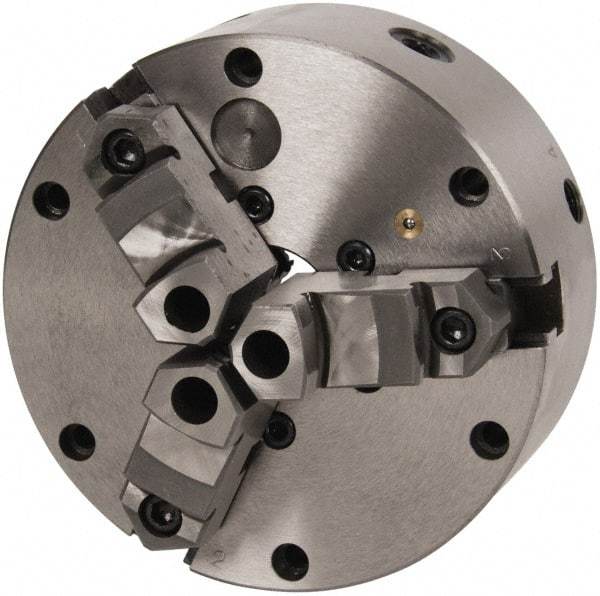 Interstate - 3 Jaws, 10" Diam, Self Centering Manual Lathe Chuck - Adjustable, Reversible, 2.835" Through Hole Diam, Cast Iron - Exact Tool & Supply