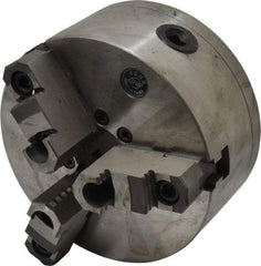 Interstate - 3 Jaws, 6" Diam, Self Centering Manual Lathe Chuck - D1-3 Mount Spindle, Reversible, 1.5748" Through Hole Diam, Cast Iron - Exact Tool & Supply