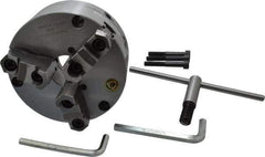 Bison - 3 Jaws, 6" Diam, Self Centering Manual Lathe Chuck - Front Mount, Adjustable, Reversible, 3,500 Max RPM, 1.654" Through Hole Diam, Forged Steel - Exact Tool & Supply