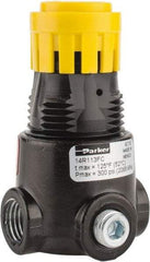 Parker - 1/4 NPT Port, 15 CFM, Zinc Miniature Regulator - 2 to 125 psi Range, 300 Max psi Supply Pressure, 1/8" Gauge Port Thread, 1.65" Wide x 2.88" High - Exact Tool & Supply
