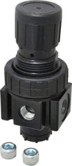 Parker - 1/4 NPT Port, 30 CFM, Zinc Economy Regulator - 2 to 125 psi Range, 300 Max psi Supply Pressure, 1/4" Gauge Port Thread, 2" Wide x 4.44" High - Exact Tool & Supply