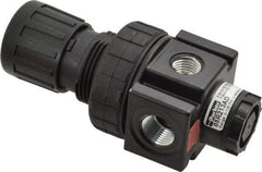 Parker - 3/8 NPT Port, 40 CFM, Zinc Economy Regulator - 2 to 125 psi Range, 300 Max psi Supply Pressure, 1/4" Gauge Port Thread, 2" Wide x 4.44" High - Exact Tool & Supply