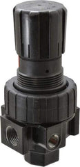 Parker - 1/2 NPT Port, 75 CFM, Zinc Compact Regulator - 2 to 125 psi Range, 250 Max psi Supply Pressure, 1/4" Gauge Port Thread, 2.81" Wide x 6.08" High - Exact Tool & Supply