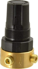 Parker - 1/8 NPT Port, Brass Miniature Regulator - 2 to 125 psi Range, 300 Max psi Supply Pressure, 1/8" Gauge Port Thread, 1-1/2" Wide x 2.87" High - Exact Tool & Supply