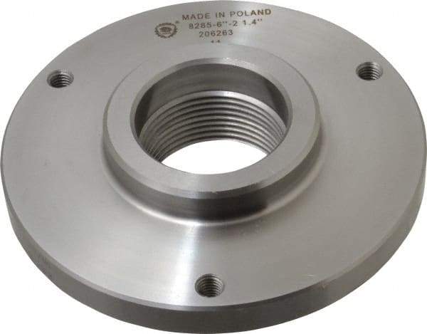 Bison - Adapter Back Plate for 6-1/4" Diam Self Centering Lathe Chucks - 2-1/4 - 8 Mount, 2.26" Through Hole Diam, 3.385mm ID, 38139" OD, 0.59" Flange Height, Steel - Exact Tool & Supply