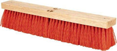 PRO-SOURCE - 18" Heavy Duty Synthetic Push Broom - 4" Bristle Length, Wood Block, Threaded Handle Connection - Exact Tool & Supply